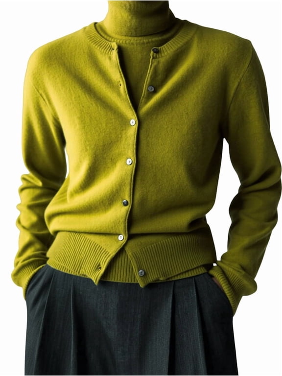 Womens Cardigan Sets 2 Piece Long Sleeve Shrug Top Cropped Cardigan Jackets with Vest Green Set L