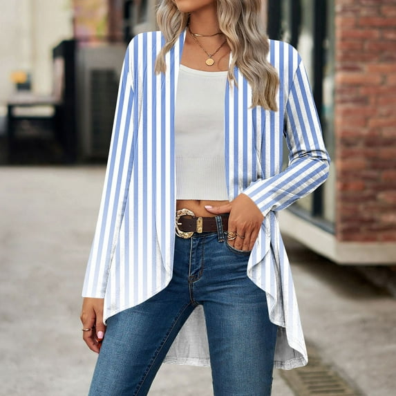 Womens Cardigan Short Sleeve Open Front Cardigans Summer Knit Lightweight Outerwear Solid Kimono Cover Up Light Blue L