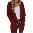 thumbnail image 1 of Womens Cardigan Solid Color Long Sleeve Winter Knit Button Front Open Front Long Sleeve Cozy Soft Comfortable Oversized Long Cardigans,Red XL, 1 of 6