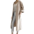 thumbnail image 1 of Womens Cardigan Solid Color With Pockets Mid Length Casual Jacket Lightweight Cardigans, 1 of 6