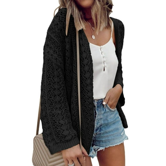 Womens Cardigan Sweater Black L