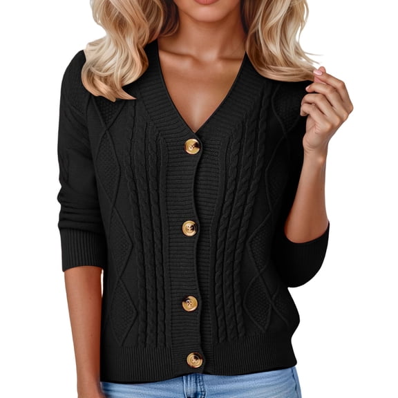 Womens Cardigan Sweater Button Down Long Sleeve Lightweight Knit Sweater Outerwear V Neck Fall Winter Open Front Cozy Casual Sweaters for Women