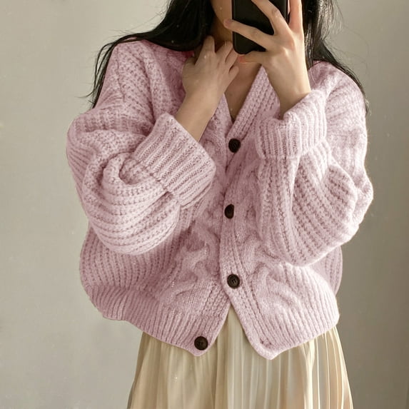 Womens Cardigan Sweater Button Down Long Sleeve Soft Knit Sweater Fall Open Front Loose Casual Cardigan Coat Sweater Coats for Women plus Size Long Thick Cardigans for Women Womens plus Size Dressy