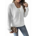 thumbnail image 1 of Womens Cardigan Sweater Fall Winter Fuzzy Button Up Long Sleeve V Neck Soft Chunky Knit Cardigan White S, 1 of 6