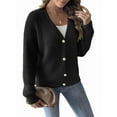 thumbnail image 1 of Womens Cardigan Sweater Fall Winter Fuzzy Button Up Long Sleeve V Neck Soft Chunky Knit Cardigan, 1 of 6