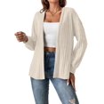 thumbnail image 1 of Womens Cardigan Sweater Long Sleeve Lightweights Open Front Curved Hem Ribbed Knit Cardigan Coat Apricot S, 1 of 9