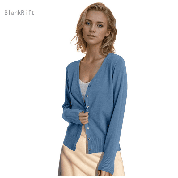 Womens Cardigan Sweaters Button Down Open Front Long Sleeve Solid Color Sweaters Relaxed Fit Sweaters Women Navy M