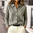 thumbnail image 1 of Womens Cardigan Sweaters Button Up Loose Stand Up Collar Solid Color Long Sleeve Base Cozy Fall Winter Gray M, 1 of 5