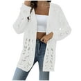 thumbnail image 1 of Womens Cardigan Sweaters Classic Solid Hollow Out Knit Cardigans Open Front Lightweight Jacket Coat, 1 of 6