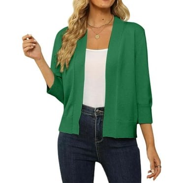 Womens Cardigan Sweaters Clearance Fall Soft Sweater Basic Breathable Cardigan Green L