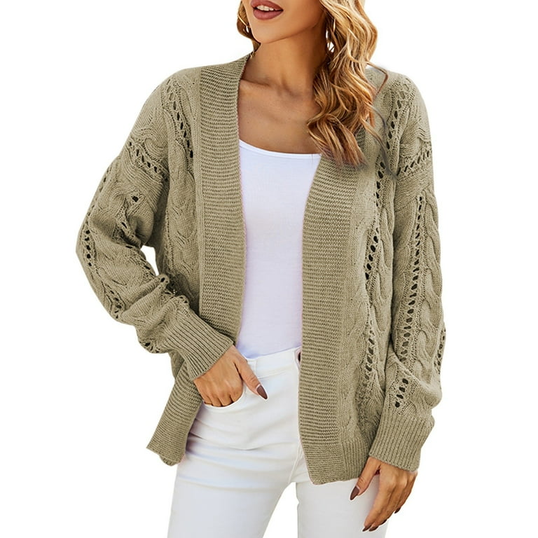 Womens Cardigan Sweaters Clearance Open Front Casual Cardigans 2024 Long Sleeve Fall Cardigan Soft Classic Ribbed Fall Outfits Fall Clothes Clearance Fashion Walmart