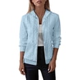 thumbnail image 1 of Womens Cardigan Sweaters Fall Long Sleeve Knit Sweater Front Zipper Coat Blue S, 1 of 5