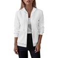 thumbnail image 1 of Womens Cardigan Sweaters Fall Long Sleeve Knit Sweater Front Zipper Coat White L, 1 of 5