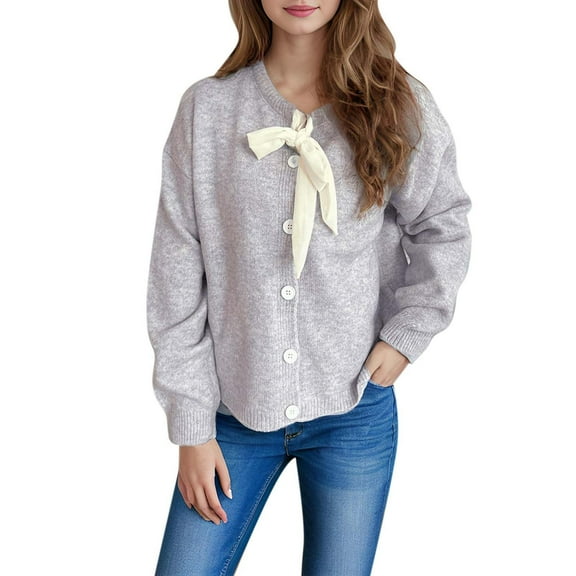 Womens Cardigan Sweaters Knit Button Up Light Grey Sweaters for Women Cozy Sweaters Fall Vacation Clothes Sweaters for Women