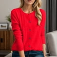 thumbnail image 1 of Womens Cardigan Sweaters Knitted Button Up Light Red Sweaters for Women Warm Sweaters Fall Outfit Cute Cardigans for Women, 1 of 3