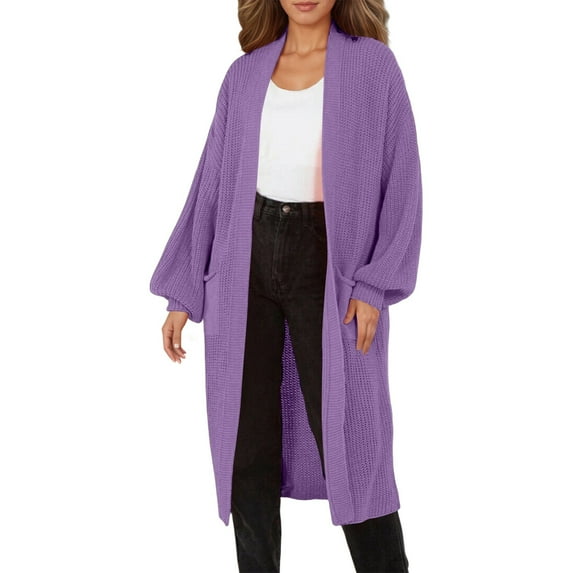Womens Cardigan Sweaters Knitted Light Purple Long Sweaters for Women Warm Sweaters Fall Fashion Winter Office Outfits for Women
