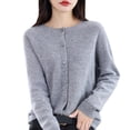 thumbnail image 1 of Womens Cardigan Sweaters Ladies Button Front Long Sleeve Open Front Coat Soft Warm Knit Elastic Sweater Light Cardigans for Women Summer Grey L, 1 of 4
