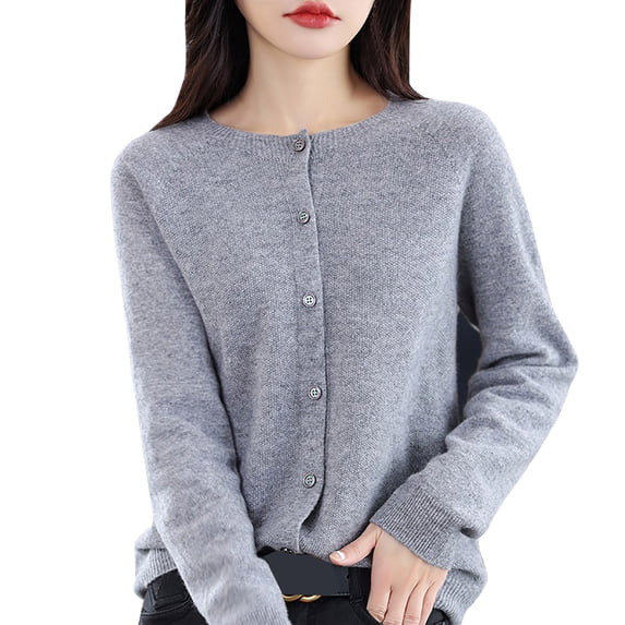 Womens Cardigan Sweaters Ladies Button Front Long Sleeve Open Front Coat Soft Warm Knit Elastic Sweater Light Cardigans for Women Summer Grey L