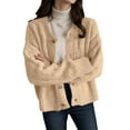 thumbnail image 1 of Womens Cardigan Sweaters Lightweight Autumn Cardigan Women's Cardigan Sweater Classic Crew Neck Button Collar Knit Front Open, 1 of 4