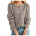thumbnail image 1 of Womens Cardigan Sweaters Lightweight Crew Neck Long Sleeve Button Down Cardigans Fall Knit Coat Fashion Outfits, 1 of 5