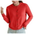 thumbnail image 1 of Womens Cardigan Sweaters Long Sleeve Knit Crew Neck Button Down Womens Cardigans Open Front Red Sweaters Fall Outfits for Women, 1 of 5