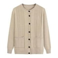 thumbnail image 1 of Womens Cardigan Sweaters Long Sleeve Knit Crew Neck Button Up Womens Lightweight Cardigan Open Front Beige Sweaters Fall Fashion Must Haves, 1 of 2