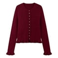 thumbnail image 1 of Womens Cardigan Sweaters Long Sleeve Knit Crew Neck Button Up Womens Sweater Open Front Wine Cardigan Fall Outfits, 1 of 5