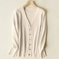thumbnail image 1 of Womens Cardigan Sweaters Long Sleeve Knit V-Neck Button Down Cardigan for Women Open Front Beige Layering Top Fall Outfits, 1 of 3