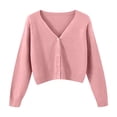 thumbnail image 1 of Womens Cardigan Sweaters Long Sleeve Knit V-Neck Button Down Cardigans for Women Open Front Pink Layering Top Early Fall Fashion, 1 of 4