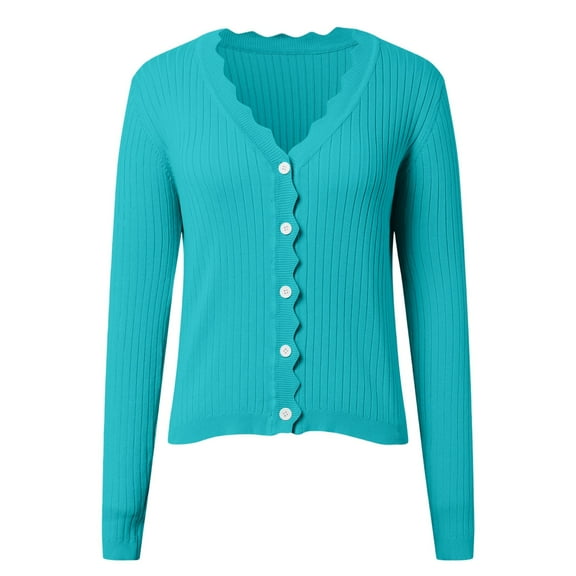 Womens Cardigan Sweaters Long Sleeve Knit V-Neck Button Down Fall Sweaters Open Front Mint Green Sweaters Women's Clothing