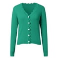 thumbnail image 1 of Womens Cardigan Sweaters Long Sleeve Knit V-Neck Button Down Lightweight Sweaters for Women Open Front Green Layering Top Fashion Clothing, 1 of 4