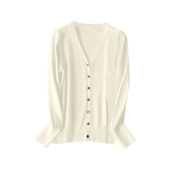 Womens Cardigan Sweaters Long Sleeve V Neck Knitted Button Down Womens Cardigan Open Front Beige Layering Top Fall Fashion