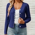 thumbnail image 1 of Womens Cardigan Sweaters Long Sleeve V Neck Knitted Button Up Fall Cardigans for Women Open Front Dark Blue Cardigan Women's Clothing, 1 of 4