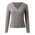 thumbnail image 1 of Womens Cardigan Sweaters Long Sleeve V Neck Knitted Button Up Lightweight Sweaters for Women Open Front Grey Sweaters Winter Clothing for Women, 1 of 4