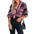 thumbnail image 1 of Womens Long Sleeve Cardigan Sweaters Plaid Fuzzy Knit V Neck Button Down Cardigans, 1 of 6