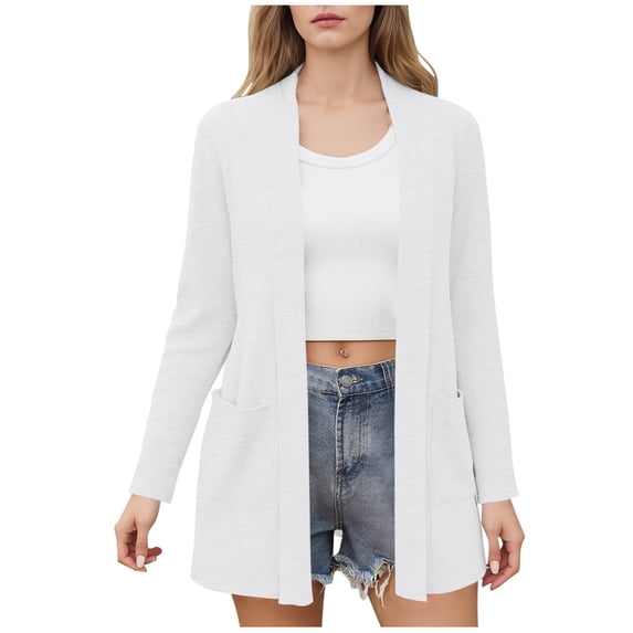 Womens Cardigan Sweaters Solid Color Classic Open Front Jackets Lightweight Breathable Comfy Casual Fall Oversized Trendy Cozy Cute Knit Outerwear