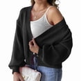 thumbnail image 1 of Womens Cardigan Sweaters Trendy Open Front Long Lantern Sleeve Chunky Knit Sweater Black L, 1 of 8