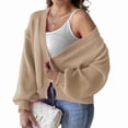 thumbnail image 1 of Womens Cardigan Sweaters Trendy Open Front Long Lantern Sleeve Chunky Knit Sweater Khaki XL, 1 of 8