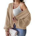 thumbnail image 1 of Womens Cardigan Sweaters Trendy Open Front Long Lantern Sleeve Chunky Knit Sweater Khaki XL, 1 of 8