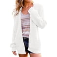 thumbnail image 1 of Womens Cardigan Sweaters Trendy Open Front Long Sleeves Knitted With Pockets Loose Fall Outwear,White,S, 1 of 5