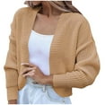 thumbnail image 1 of Womens Cardigan Sweaters, Women Open Front Ribbed Knit Crop Bolero Drop Shoulder Long Sleeve Solid Loose Fit Knitted Crop Cardigan Shrug, 1 of 6