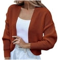 thumbnail image 1 of Womens Cardigan Sweaters, Women Open Front Ribbed Knit Crop Bolero Drop Shoulder Long Sleeve Solid Loose Fit Knitted Crop Cardigan Shrug, 1 of 7