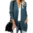 thumbnail image 1 of Womens Cardigan Usmixi Sweater Cardigan for Women Plus Size Casual Solid Long Sleeve Open Front Knitted Coats Ladies Comfy Sweater Outwear with Pocket Winter Trendy Coat, 1 of 6