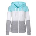 thumbnail image 1 of Womens Cardigan Zip Long Hood Hoodies Sleeve Thin PatchCasual Jacket Contrast Light Weight Cardigan, 1 of 6