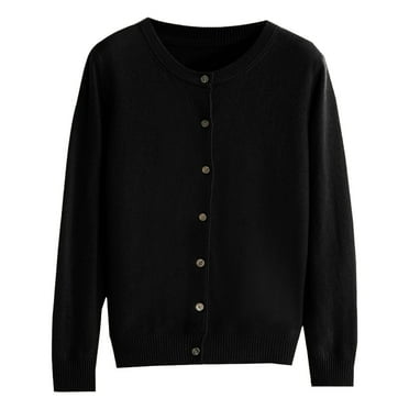 Womens Cardigans Basic Crew Neck Long Sleeve Button Down Cardigan for Women