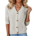 thumbnail image 1 of Womens Cardigans Button Down Long Sleeve Lightweight Knit Sweater Outerwear V Neck Fall Winter Open Front Cozy Casual Womens Sweaters, 1 of 7