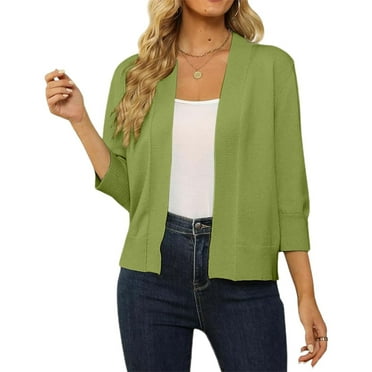 Womens Cardigans Clearance Basic Long Sleeve Cardigan Comfy Casual Cardigan Light Green L