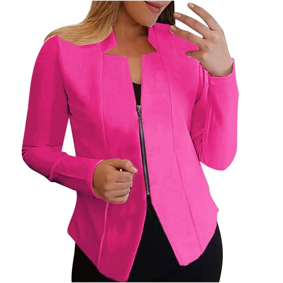 Womens Cardigans Dressy Casual Women's Zipper Blazer Long Sleeve Open Front Cardigan Jackets Business Solid Color Elegant Cropped Coats XXL