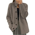 thumbnail image 1 of Womens Cardigans Lightweigh Long Sleeve High Neck Knitted Top Solid Color Sweater Coat Single Breasted Jacket (Brown L), 1 of 6
