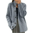 thumbnail image 1 of Womens Cardigans Lightweigh Long Sleeve High Neck Knitted Top Solid Color Sweater Coat Single Breasted Jacket (Gray L), 1 of 6